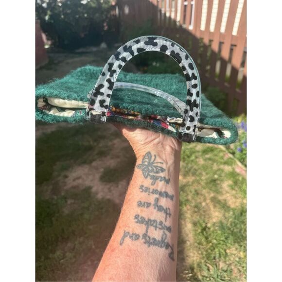 Green wool purse lucite handle Jack Mary - Picture 10 of 14